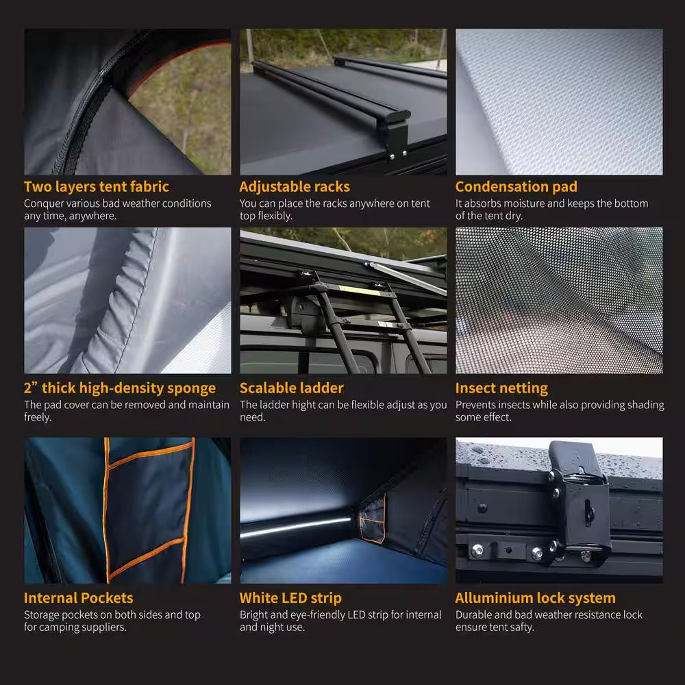 Summit Hard Shell 2-Person Roof Top Tent with Roof Rack